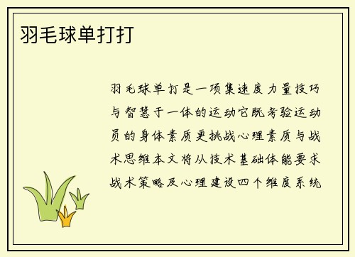羽毛球单打打